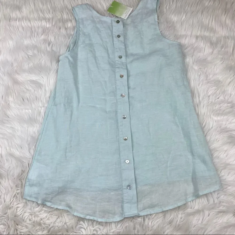 Sigrid Olsen Women's Sleeveless Tunic Blue‎ Size XS 100% Linen